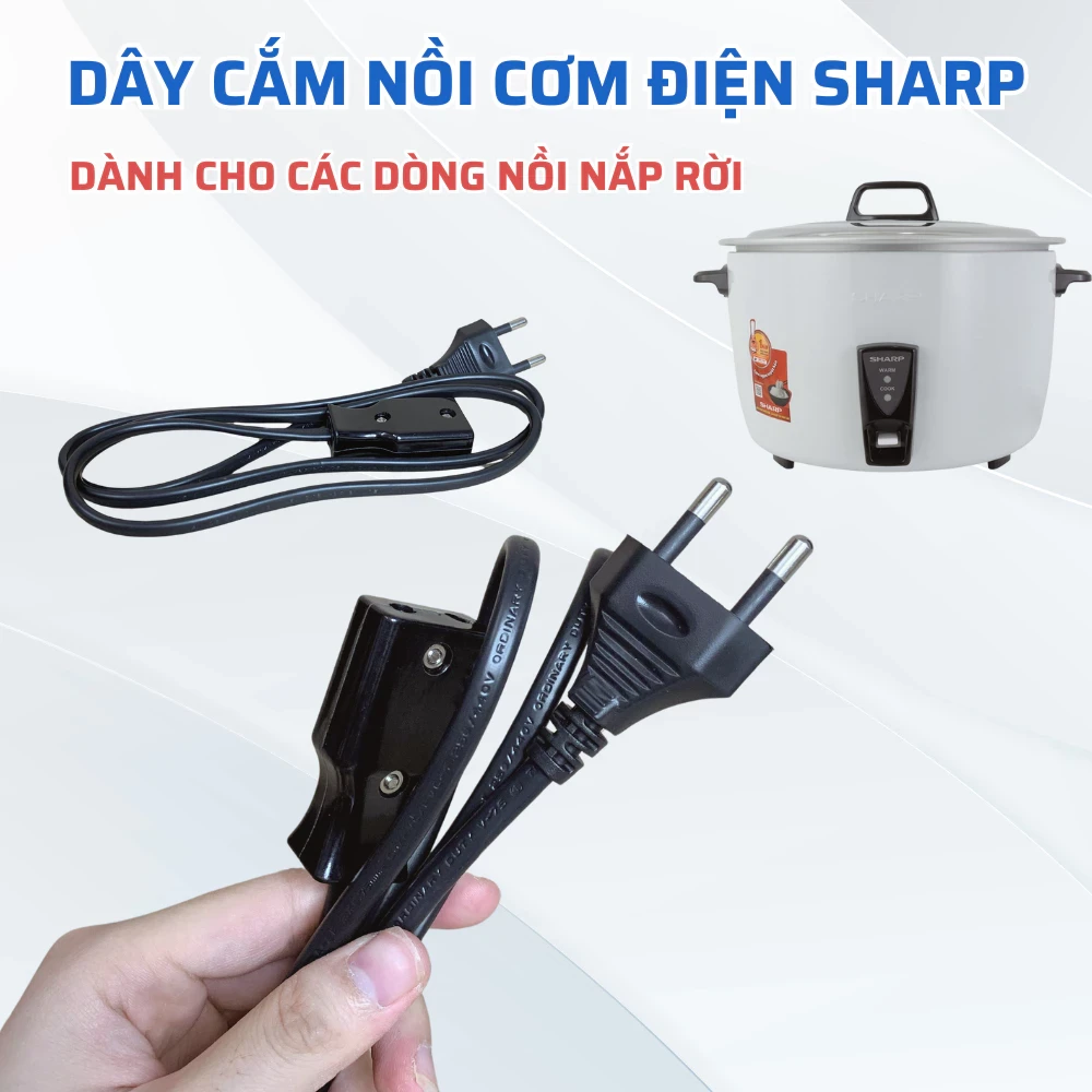 Dây Cắm Nồi Cơm Điện Sharp Dành Cho Các Dòng Nồi Nắp Rời, Dây Nguồn Nồi Cơm Điện 2 Chấu Dành Cho Nồi Cơm Điện Sharp