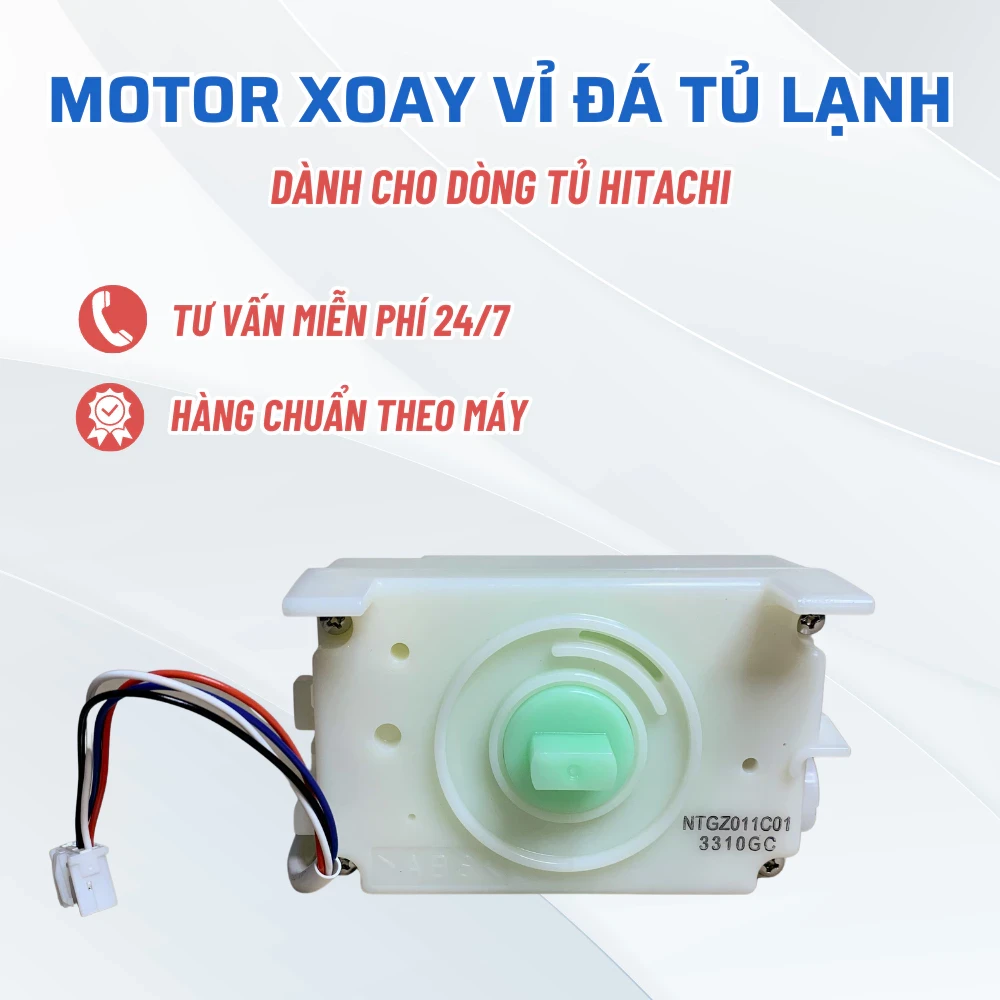 Motor Xoay Vỉ Đá Viên Tủ Lạnh HITACHI Phù Hợp Nhiều Model, Motor Đổ Đá Tủ Lạnh Hitachi Chuẩn Theo Tủ